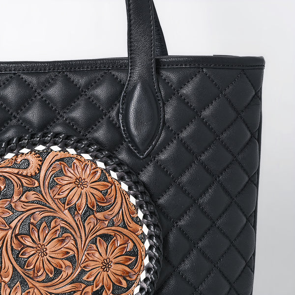 ADBGA750 American Darling Quilted Hand Tooled Floral Carved Genuine Leather Tote Bag