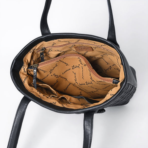 ADBGA750 American Darling Quilted Hand Tooled Floral Carved Genuine Leather Tote Bag