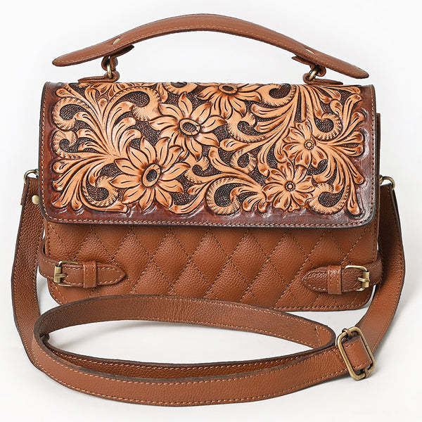 ADBGA751 American Darling Quilted Hand Tooled Genuine Leather Small Cross body Bag