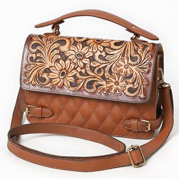 ADBGA751 American Darling Quilted Hand Tooled Genuine Leather Small Cross body Bag