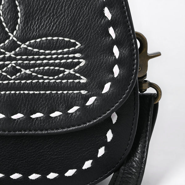 ADBGM592 Western Stitch Leather Crossbody - Cowgirl Saddle Purse