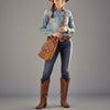ADBGM593 Quilted Leather Western Sling Bag - Tan Crossbody Chest Pack