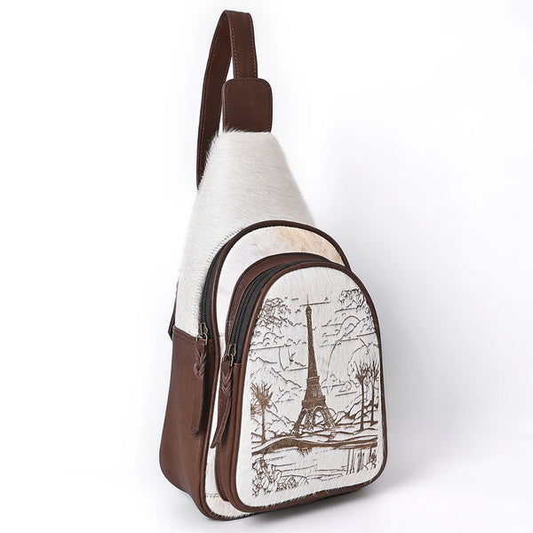 ADBGM594 Eiffel Tower Hair-On Leather Sling Bag - Western Paris Travel Edition