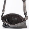 ADBGM597 Hair-On Hide & Grey Genuine Leather Crossbody Bag with Western Stitching & Fringe Accent