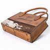 ADBGM599 Hair-On Hide & Tan Genuine Leather Western Tote Bag with Braided Detail