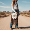 ADBGM603 Hair-On Hide Fringe Messenger Bag - Genuine Leather Western Saddle Purse