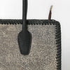 ADBGM604 Distressed Silver Metallic Leather Western Tote Bag with Black Braided Trim