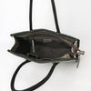 ADBGM604 Distressed Silver Metallic Leather Western Tote Bag with Black Braided Trim