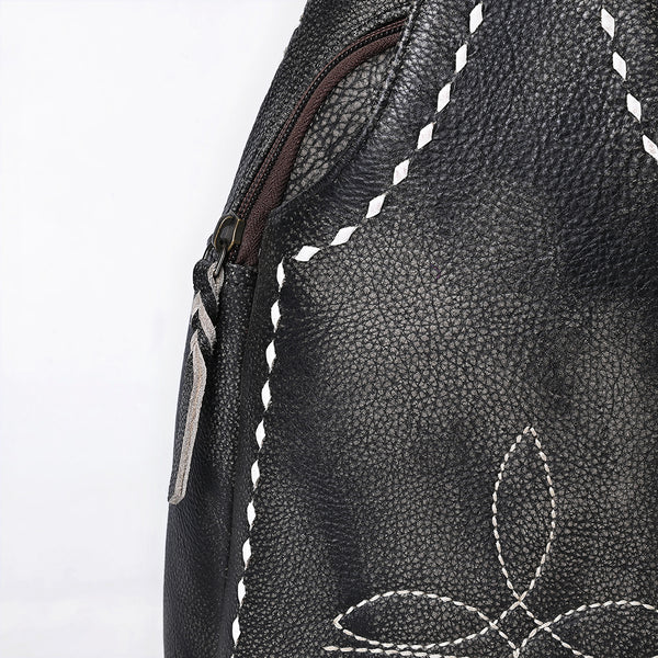 ADBGM605 Genuine Leather Western Sling Bag with White Stitching & Crossbody Strap