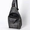 ADBGM605 Genuine Leather Western Sling Bag with White Stitching & Crossbody Strap