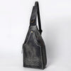 ADBGM605 Genuine Leather Western Sling Bag with White Stitching & Crossbody Strap