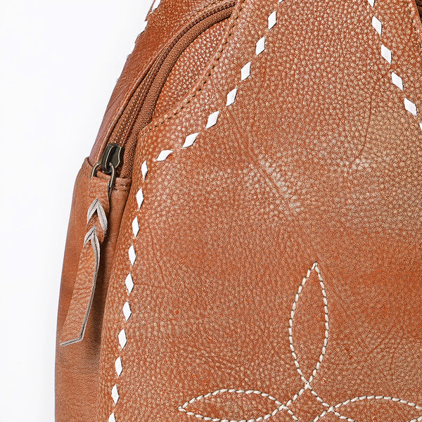 ADBGM605 Genuine Leather Western Sling Bag with White Stitching & Crossbody Strap