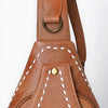 ADBGM605 Genuine Leather Western Sling Bag with White Stitching & Crossbody Strap