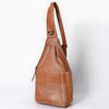 ADBGM605 Genuine Leather Western Sling Bag with White Stitching & Crossbody Strap