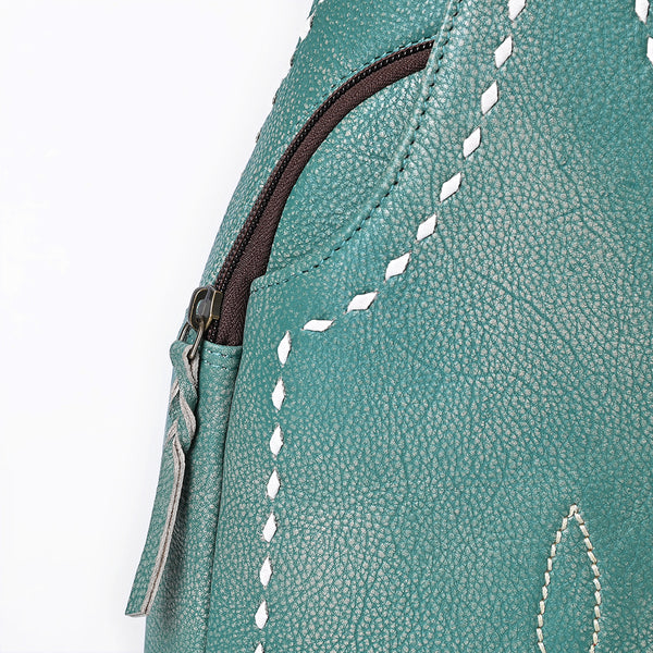 ADBGM605 Genuine Leather Western Sling Bag with White Stitching & Crossbody Strap