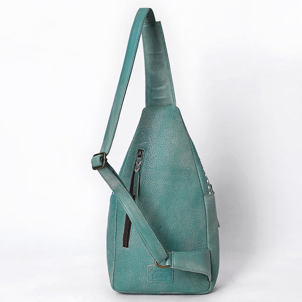ADBGM605 Genuine Leather Western Sling Bag with White Stitching & Crossbody Strap