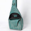 ADBGM605 Genuine Leather Western Sling Bag with White Stitching & Crossbody Strap