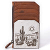 ADCCM101 Hand-Painted Card Holder - Western Cowhide Leather Zip Wallet
