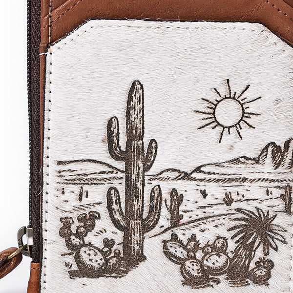 ADCCM101 Hand-Painted Card Holder - Western Cowhide Leather Zip Wallet