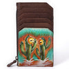 ADCCM115 Hand-Painted Leather Card Holder - Blooming Cactus Art