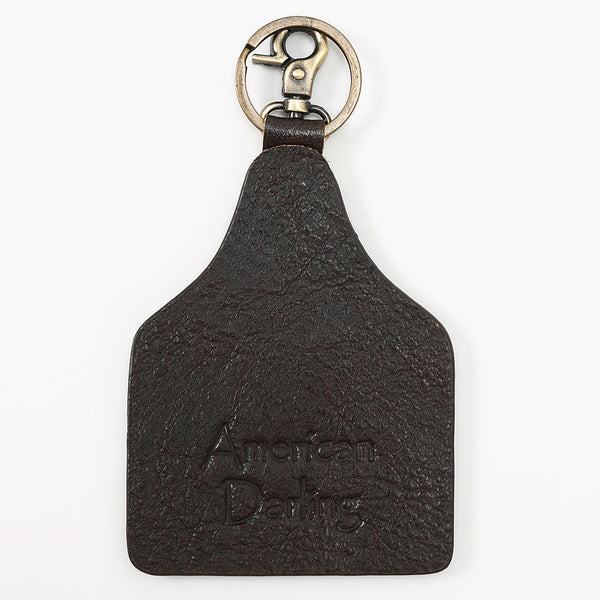 ADKRM144 Hand-Painted Cowhide Leather Keyring Southwestern Cactus Bloom Design