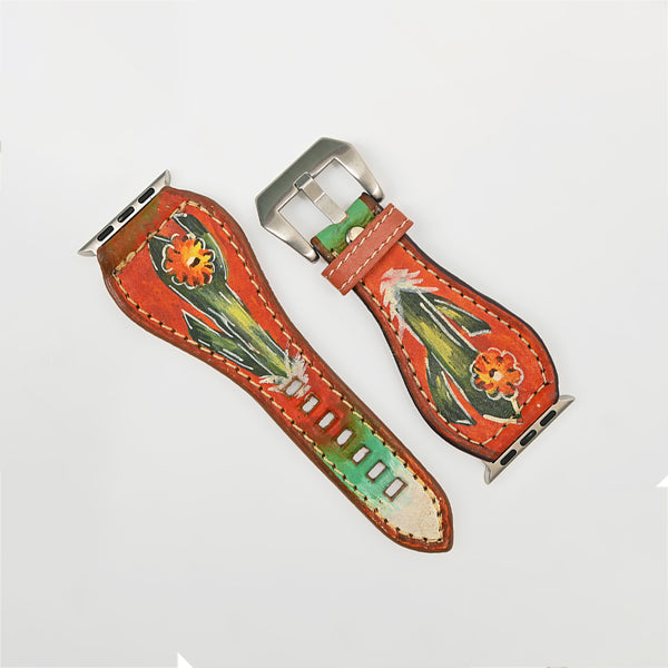 ADWAM128 American Darling Hand Painted Leather I Watch strap - Western Saguaro Series