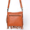 ADBGM482 Leather Fringe Crossbody Bag - Western Braided Top with Studded Strap