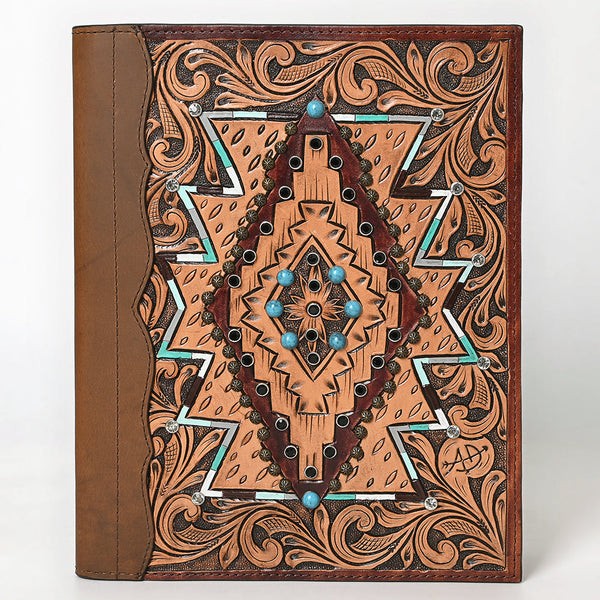ADBG1040 American Darling Hand-Tooled Floral Genuine Leather Western Portfolio Bag