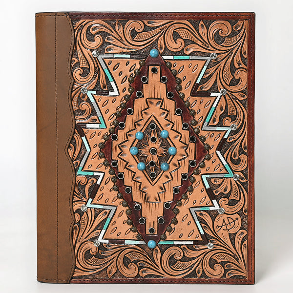 ADBG1040 American Darling Hand-Tooled Floral Genuine Leather Western Portfolio Bag