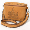 ADBGA772 American Darling Genuine Suede Leather Buck Stitched Cross body Bag
