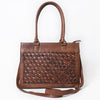 ADBG1715 American Darling Woven Pattern Full Grain Genuine Leather Tote Bag | Classic Western Carryall