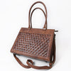 ADBG1715 American Darling Woven Pattern Full Grain Genuine Leather Tote Bag | Classic Western Carryall