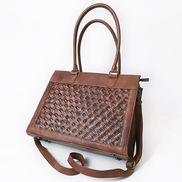 ADBG1715 American Darling Woven Pattern Full Grain Genuine Leather Tote Bag | Classic Western Carryall