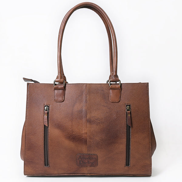 ADBG1715 American Darling Woven Pattern Full Grain Genuine Leather Tote Bag | Classic Western Carryall