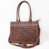 ADBG1715 American Darling Woven Pattern Full Grain Genuine Leather Tote Bag | Classic Western Carryall