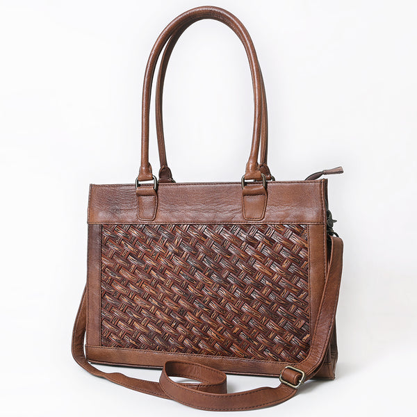 ADBG1715 American Darling Woven Pattern Full Grain Genuine Leather Tote Bag | Classic Western Carryall