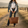 ADBGM607B Tote Bag - Classic Western Saddle Brown Genuine Leather Tote