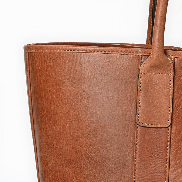 ADBGM607B Tote Bag - Classic Western Saddle Brown Genuine Leather Tote
