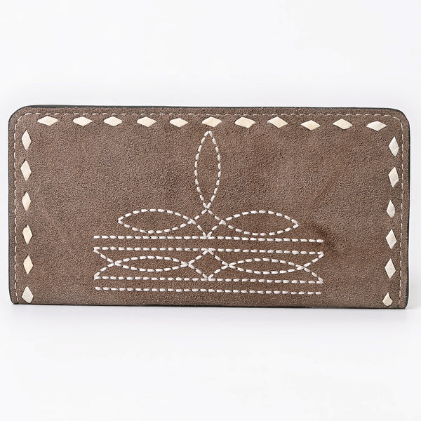 ADBG1687 American Darling Genuine Suede Clutch Bag | Western Boot Stitched Wallet