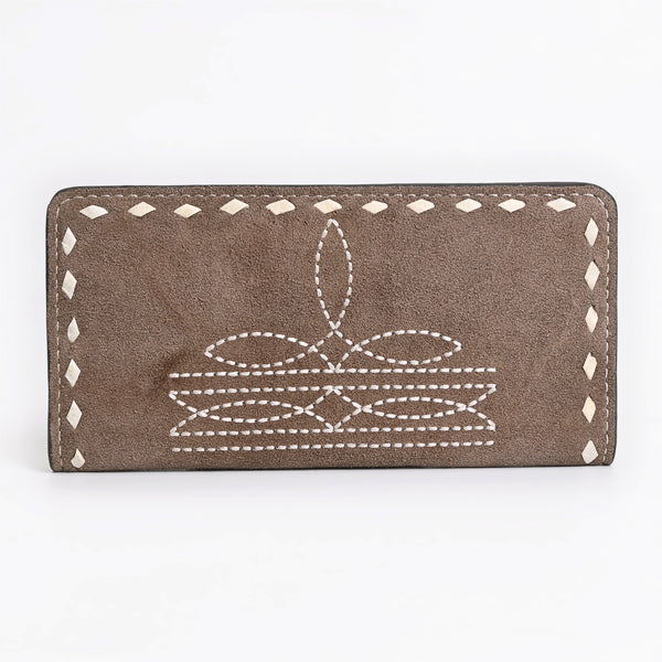 ADBG1687 American Darling Genuine Suede Clutch Bag | Western Boot Stitched Wallet