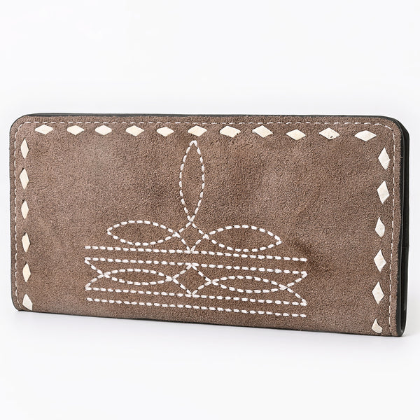 ADBG1687 American Darling Genuine Suede Clutch Bag | Western Boot Stitched Wallet