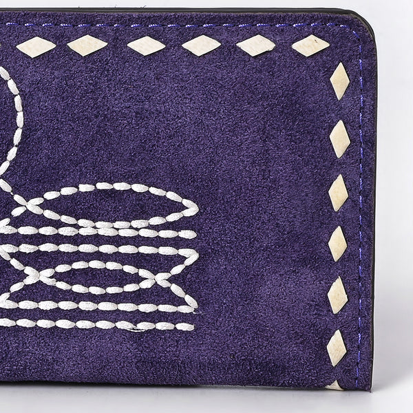ADBG1687 American Darling Genuine Suede Clutch Bag | Western Boot Stitched Wallet