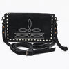 ADBG1717 American Darling Black Genuine Suede Organizer Bag | Boot Stitched Clutch