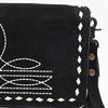 ADBG1717 American Darling Black Genuine Suede Organizer Bag | Boot Stitched Clutch