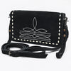 ADBG1717 American Darling Black Genuine Suede Organizer Bag | Boot Stitched Clutch