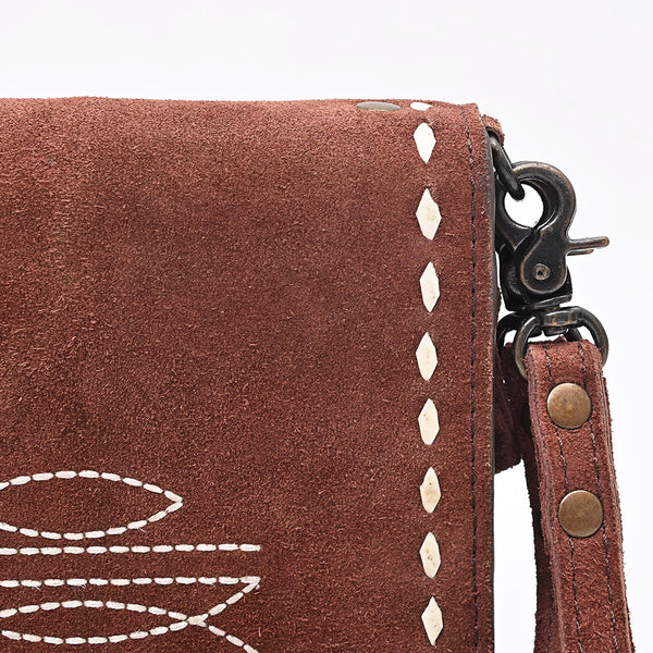 ADBG1717 American Darling Genuine Suede Organizer Bag | Western Boot Stitched Clutch