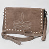 ADBG1717 American Darling Genuine Suede Organizer Bag Western Boot Stitched Clutch