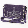 ADBG1717 American Darling Genuine Suede Organizer Bag | Western Boot Stitched Clutch