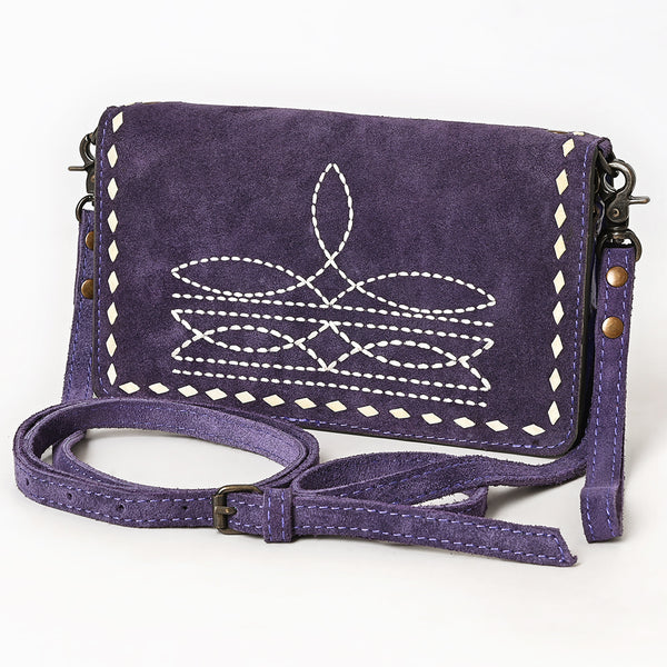 ADBG1717 American Darling Genuine Suede Organizer Bag | Western Boot Stitched Clutch