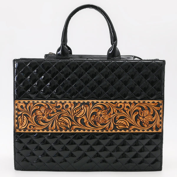 ADBGA775 American Darling Quilted Hand Tooled Genuine Leather Tote Bag